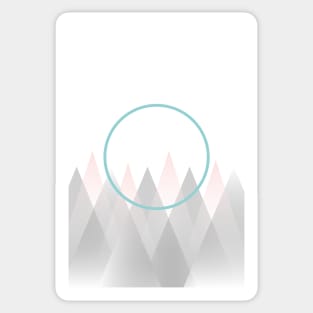 Minimal Abstract Graphic Mountains Circle Blue Mint Pink Gray Sticker